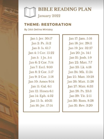 Bible Study Plan for January 2022